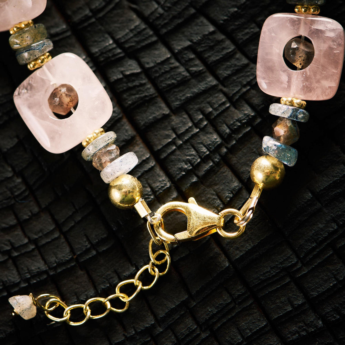 Bracelet en Quartz Rose et Labradorite