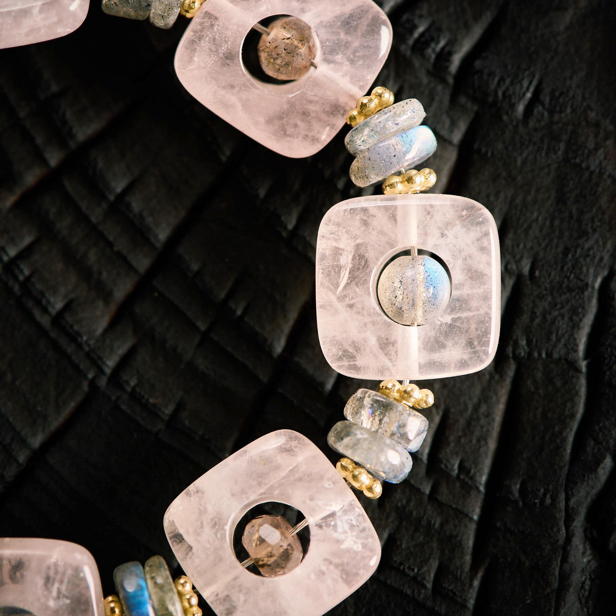 Bracelet en Quartz Rose et Labradorite