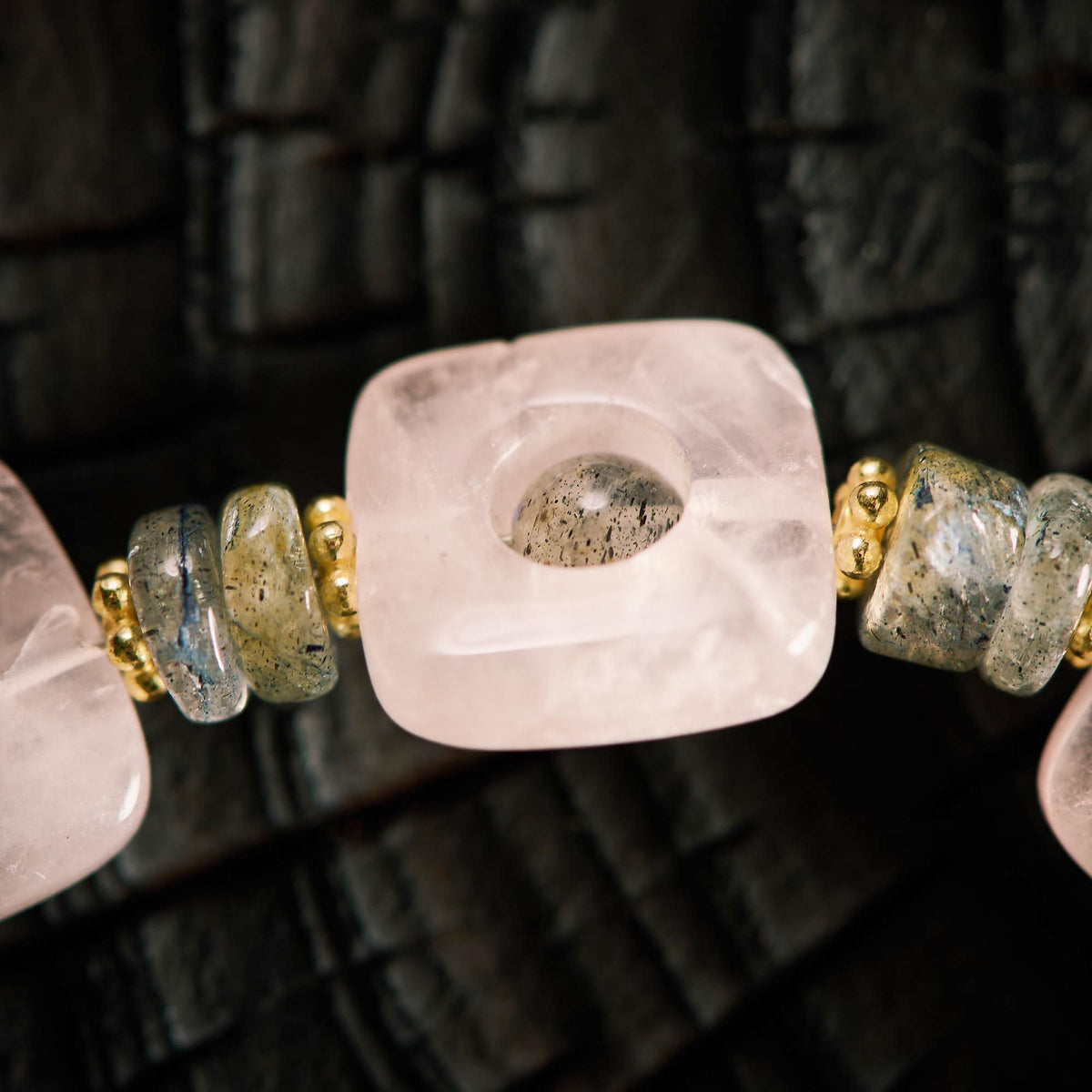 Bracelet en Quartz Rose et Labradorite