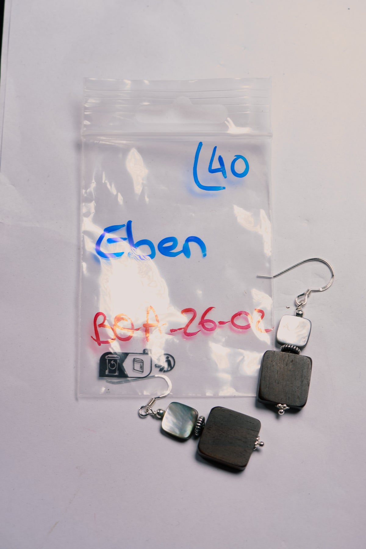 Boucles d'Oreilles en Ébène et Nacre