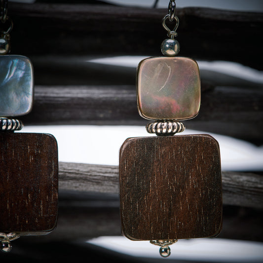 Boucles d'Oreilles en Nacre et Ebène