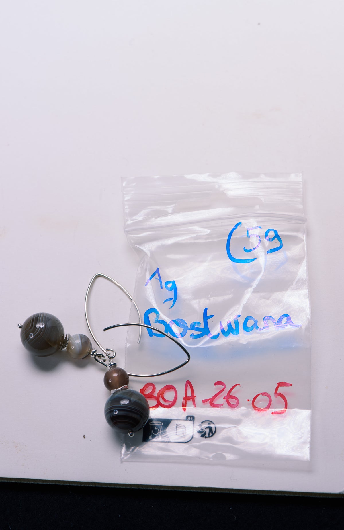 Boucles d'Oreille en Agate du Botswana