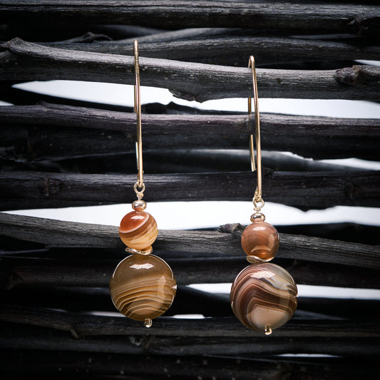 Boucles d'Oreilles en Agate du Botswana