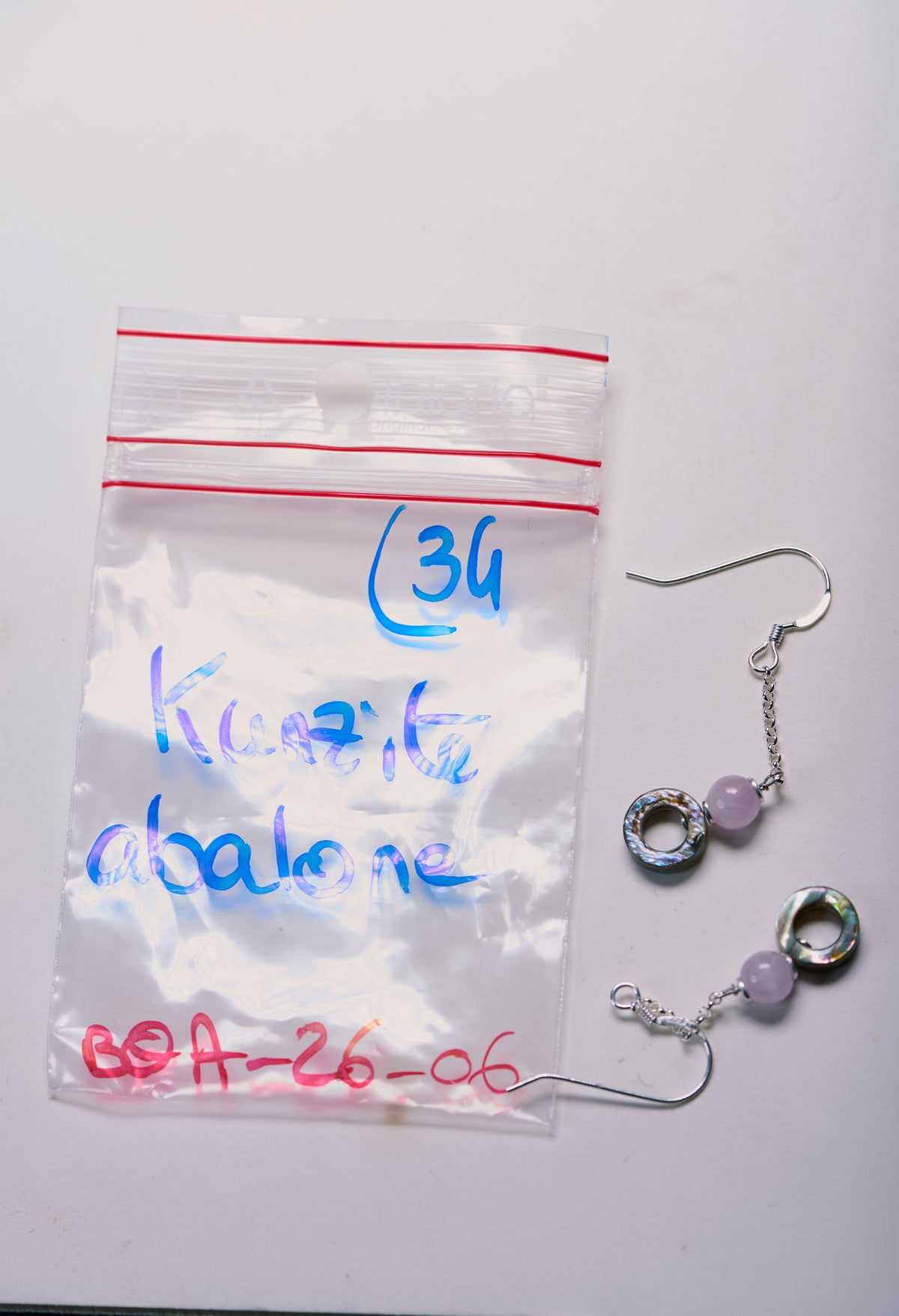 Boucles d'Oreilles en Quartz Rose et Abalone