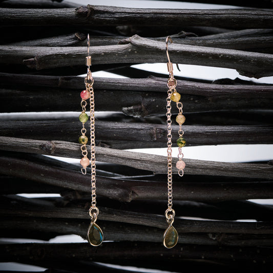 Boucles d'Oreilles en Labradorite et multi pierres