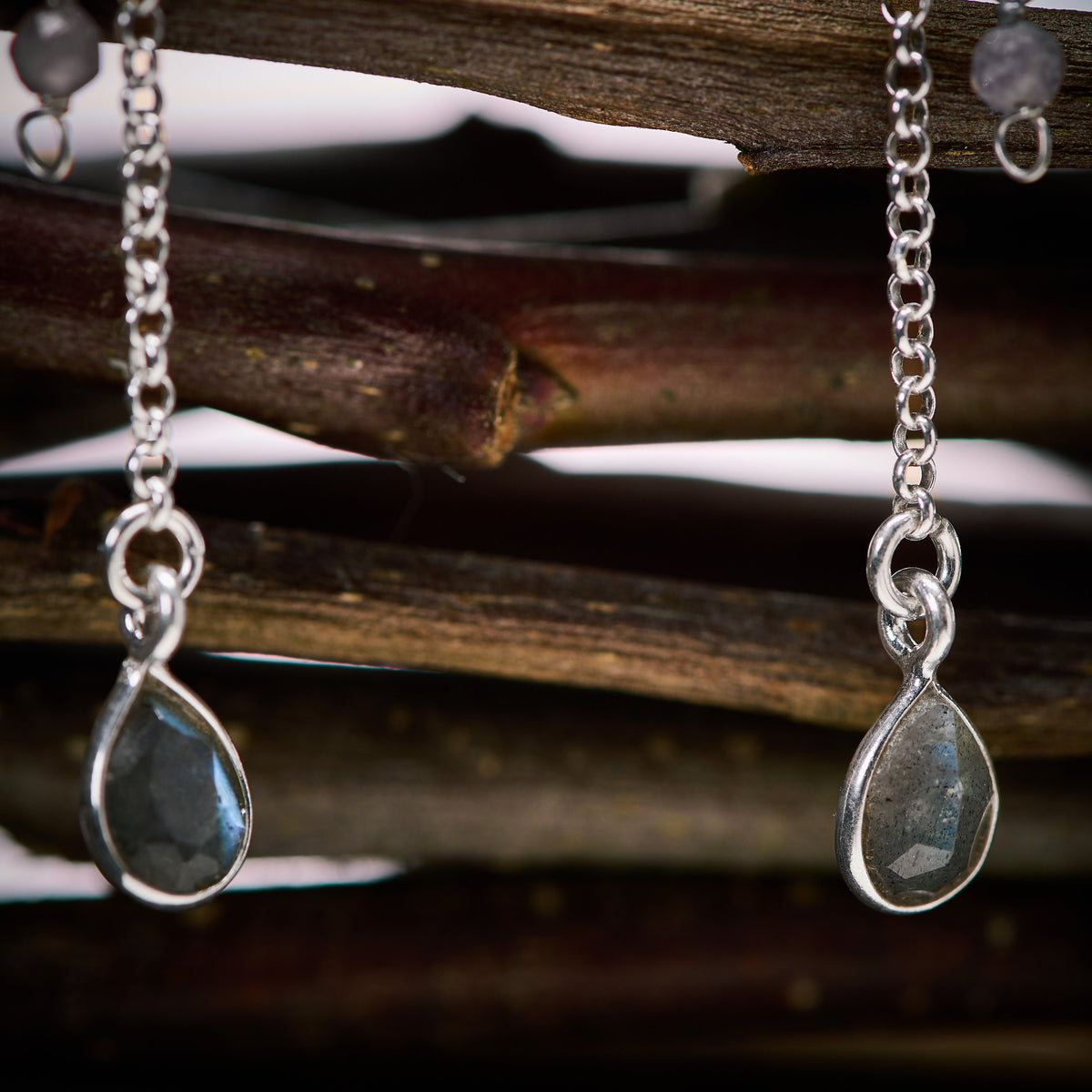 Boucles d'Oreilles en Labradorite et multi pierres