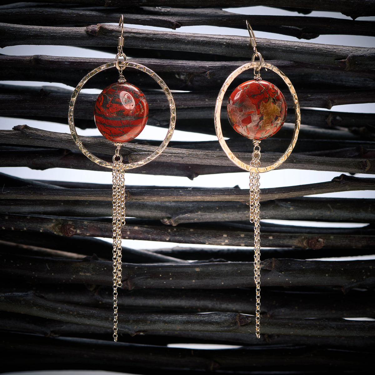 Boucles d'Oreilles en Jaspe Breccia