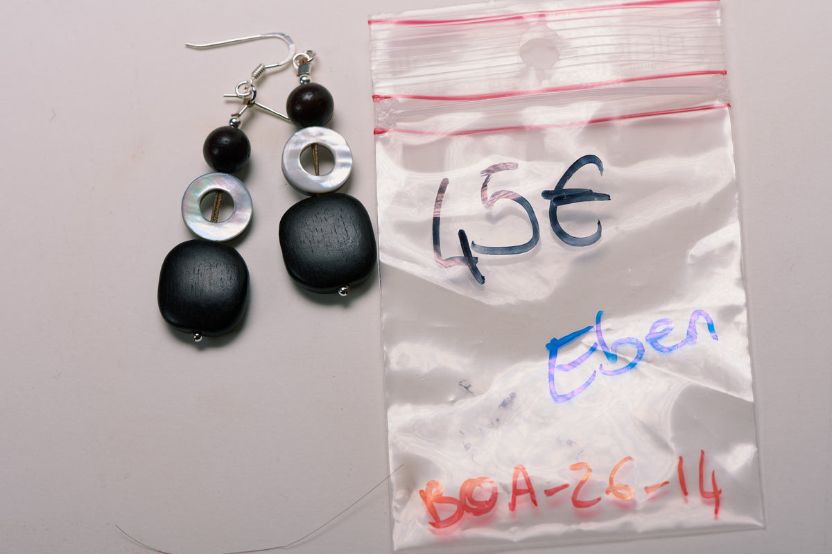Boucles d'Oreilles en Ébène et Nacre