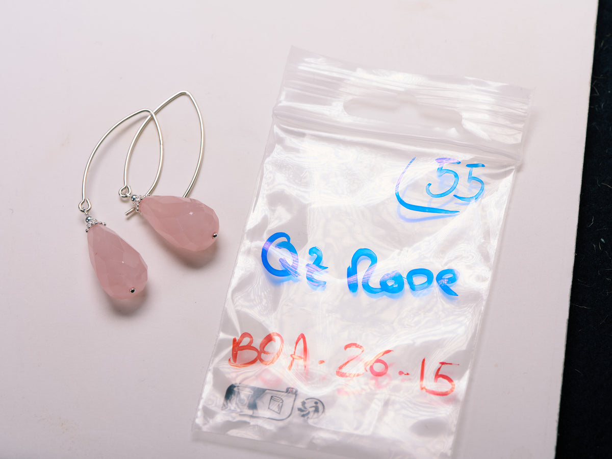 Boucles d'Oreilles en Quartz Rose