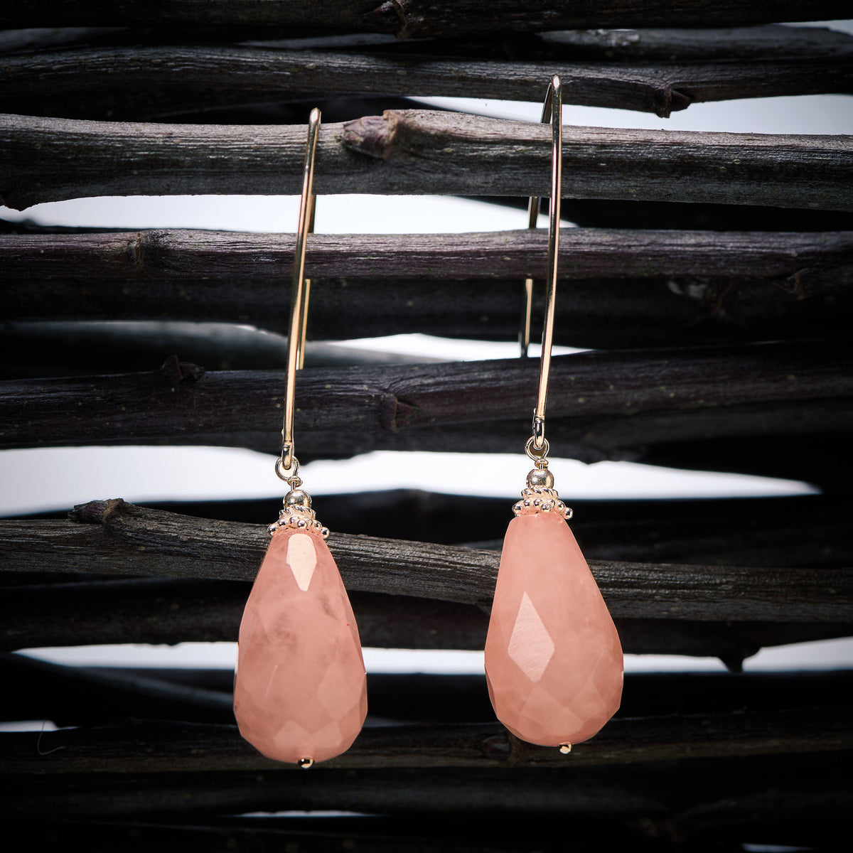Boucles d'Oreilles en Quartz Rose