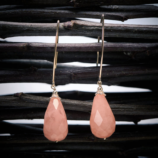 Boucles d'Oreilles en Quartz Rose