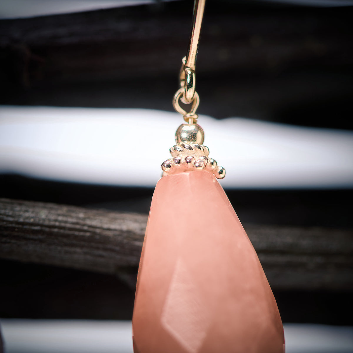 Boucles d'Oreilles en Quartz Rose