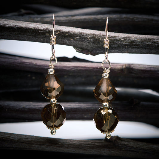 Boucles d'Oreilles en Quartz Fumé