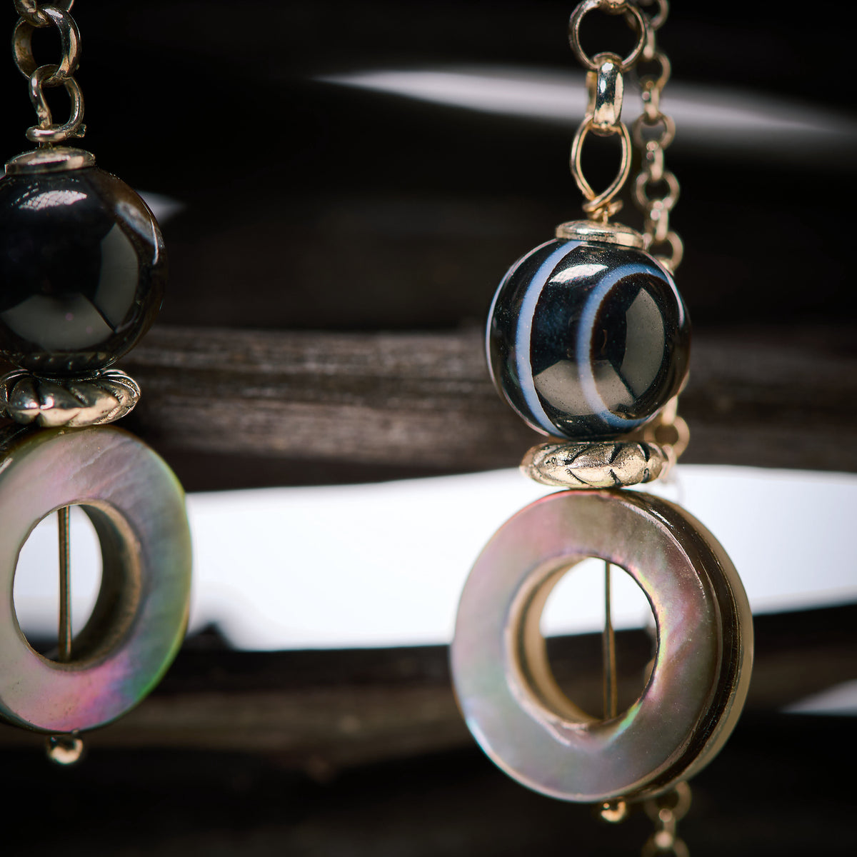 Boucles d'Oreilles en Sardonyx - Agate Rubanée