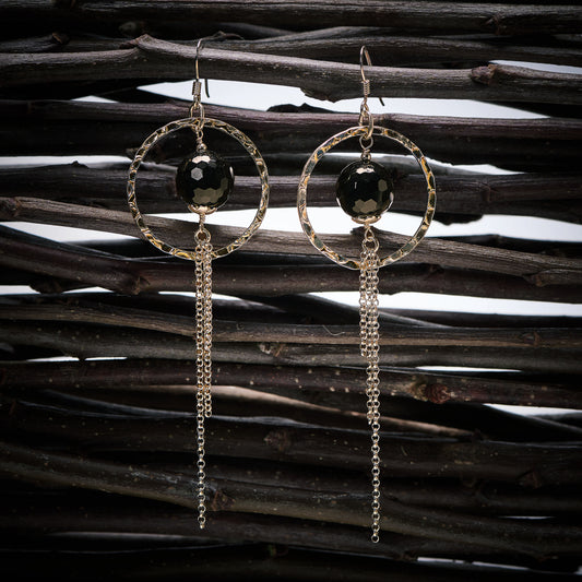 Boucles d'Oreilles en Agate Noire - Onyx