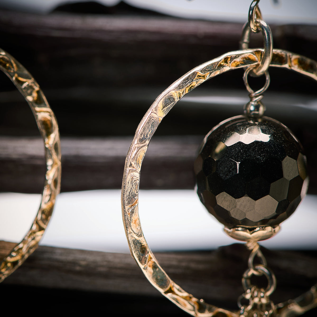 Boucles d'Oreilles en Agate Noire - Onyx