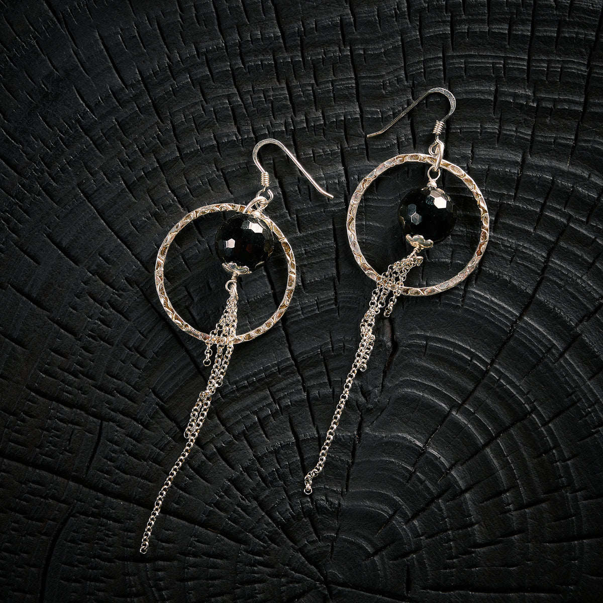 Boucles d'Oreilles en Agate Noire - Onyx