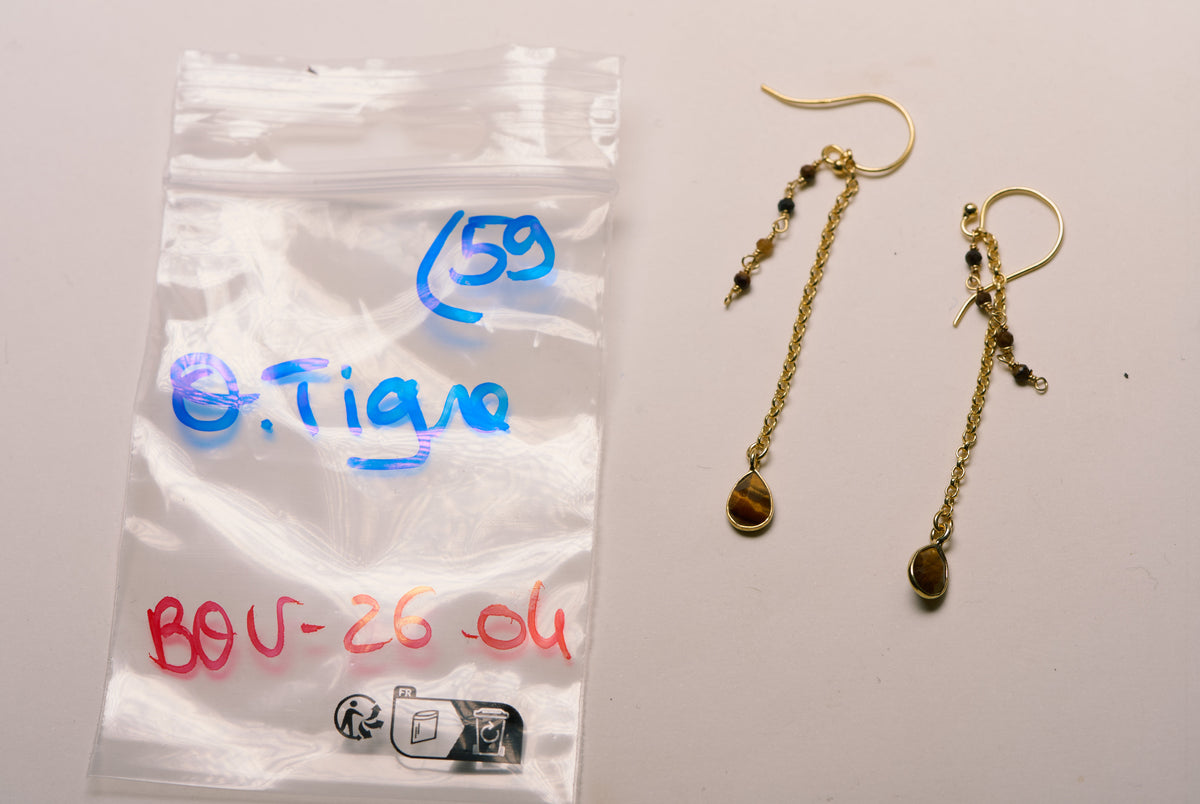 Boucles d'Oreilles en Oeil de Tigre