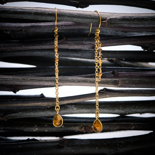 Boucles d'Oreilles en Oeil de Tigre