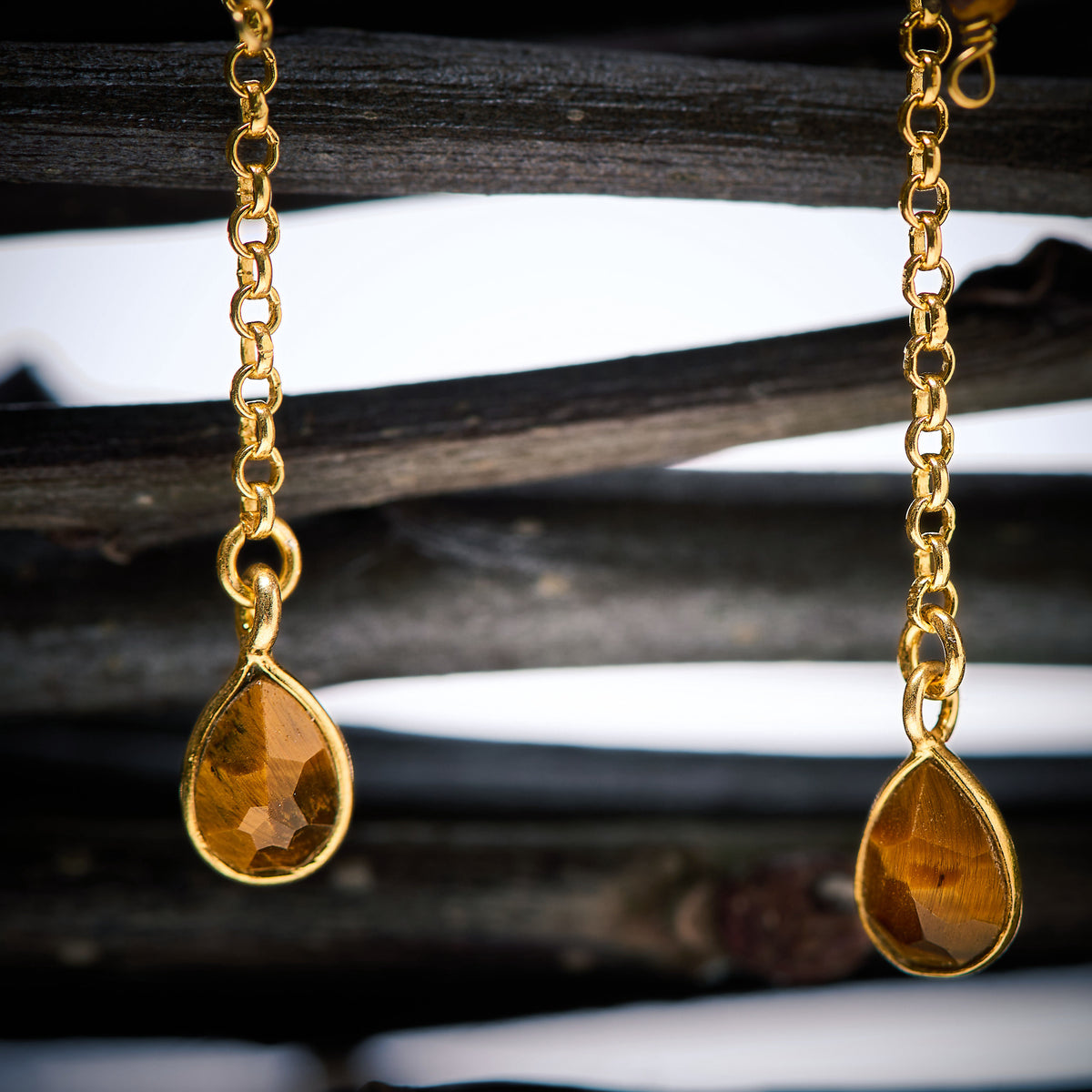 Boucles d'Oreilles en Oeil de Tigre
