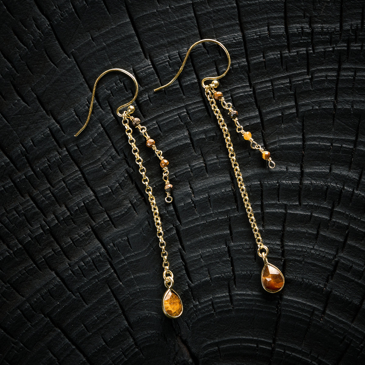 Boucles d'Oreilles en Oeil de Tigre