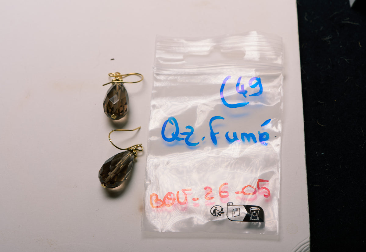 Boucles d'Oreilles en Quartz Fumé