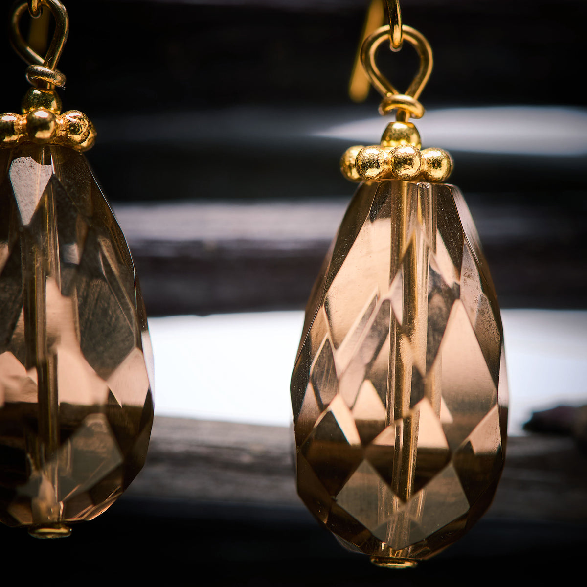 Boucles d'Oreilles en Quartz Fumé