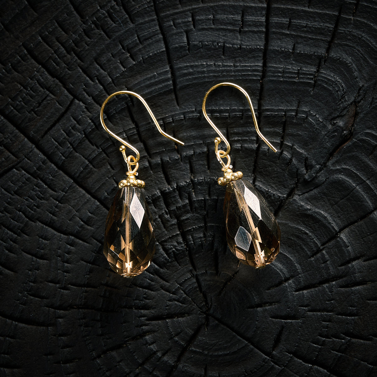 Boucles d'Oreilles en Quartz Fumé