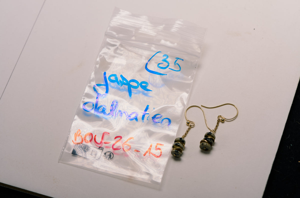 Boucles d'Oreilles en Jaspe Dalmatien