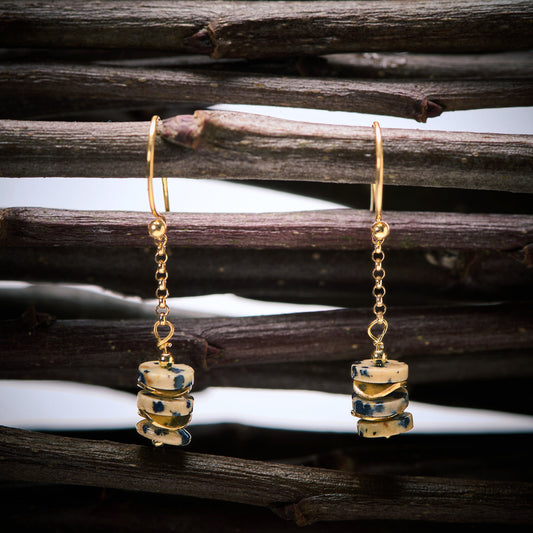 Boucles d'Oreilles en Jaspe Dalmatien