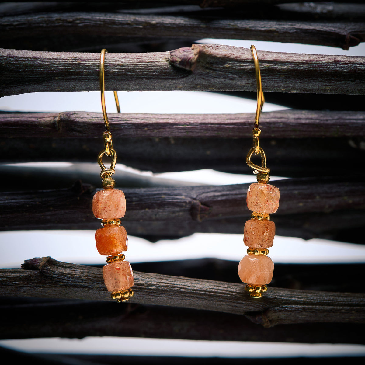 Boucles d'Oreilles en Pierre de Soleil