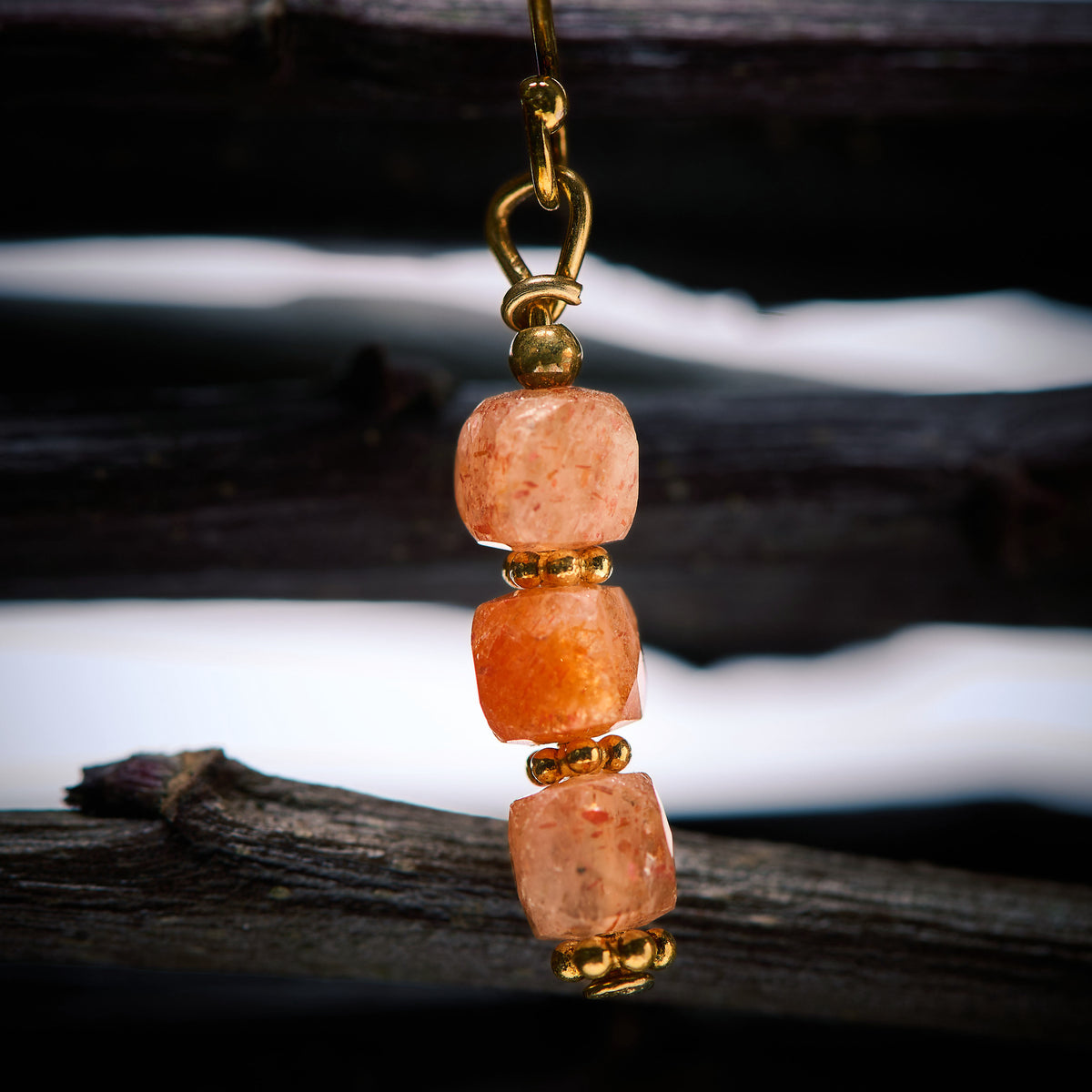 Boucles d'Oreilles en Pierre de Soleil