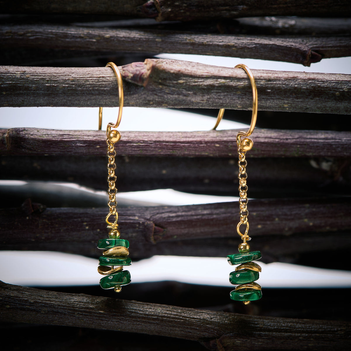 Boucles d'Oreilles en Malachite