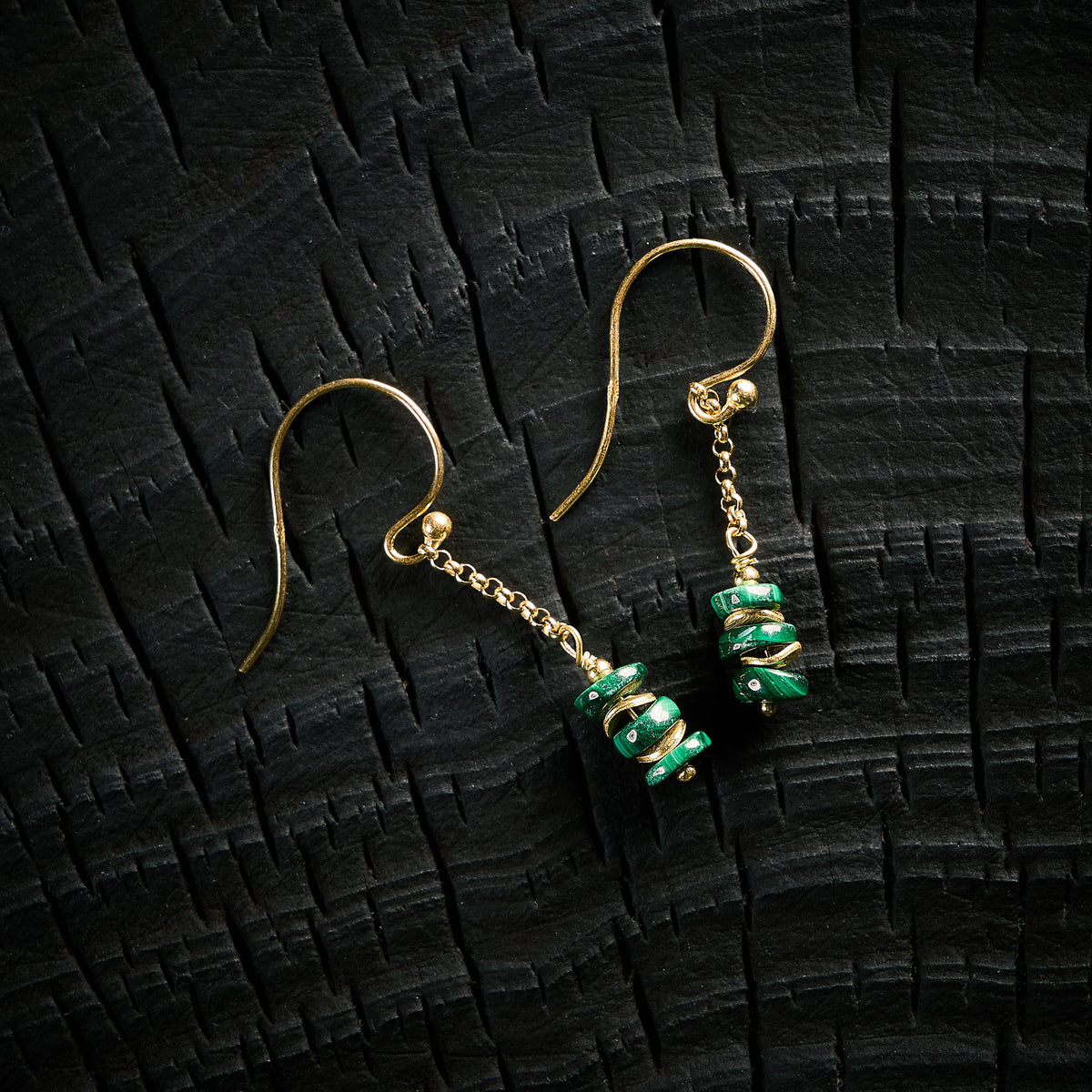 Boucles d'Oreilles en Malachite