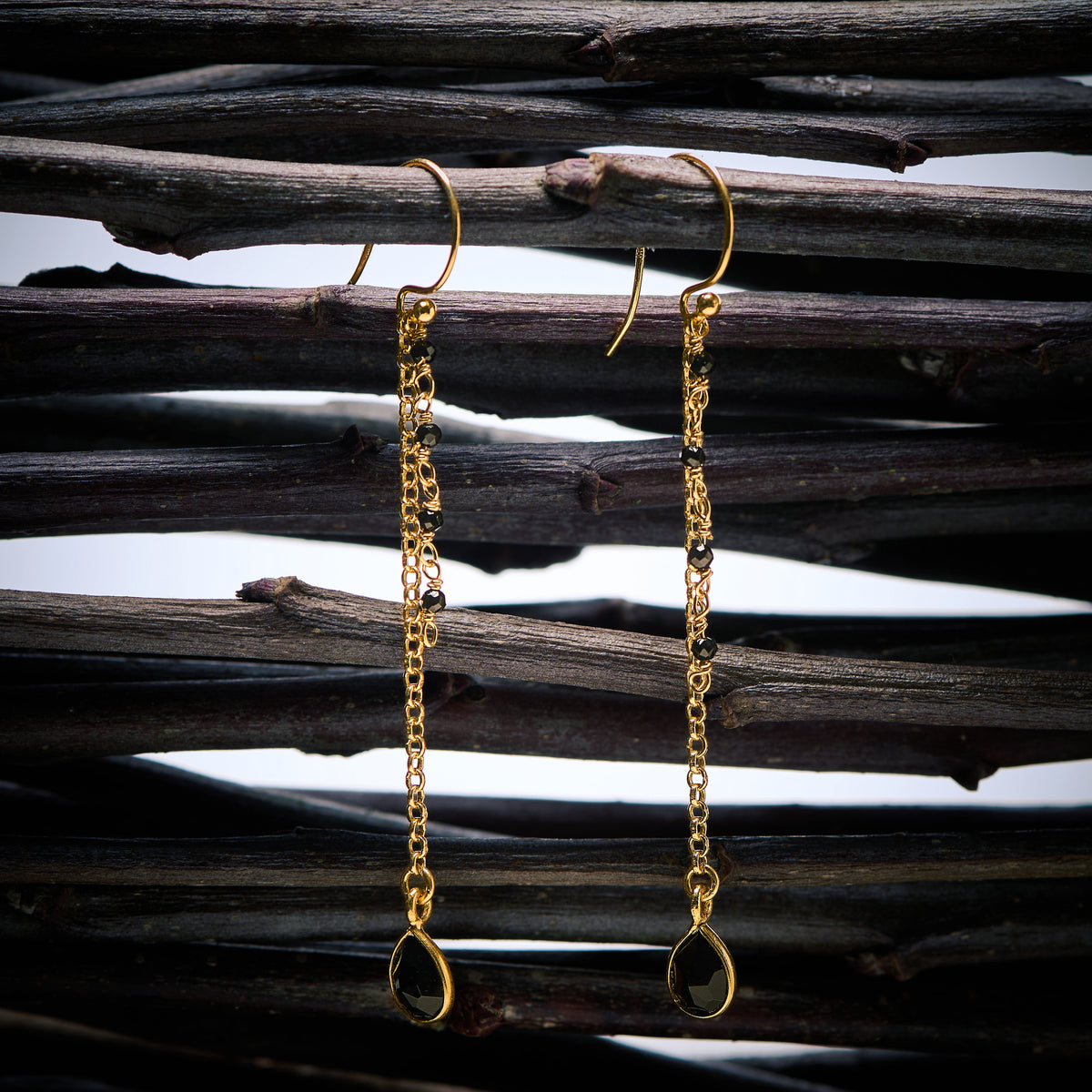 Boucles d'Oreilles en Agate NOire - Onyx