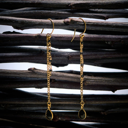 Boucles d'Oreilles en Agate NOire - Onyx