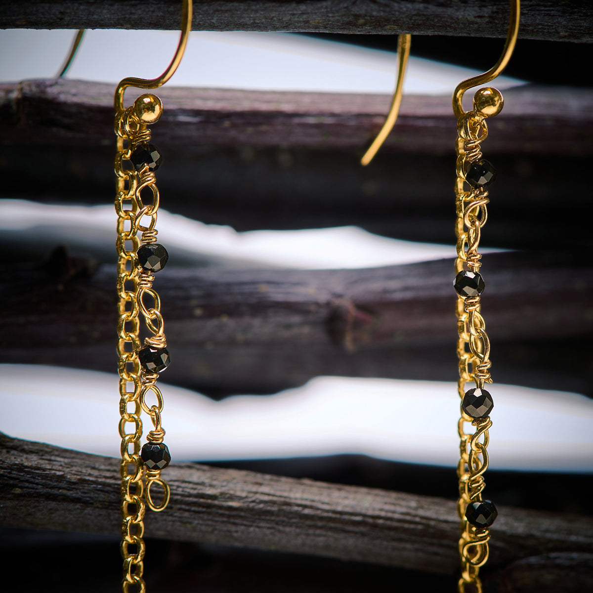 Boucles d'Oreilles en Agate NOire - Onyx