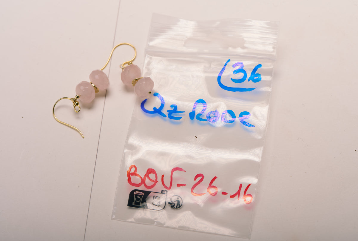 Boucles d'Oreilles en Quartz Rose