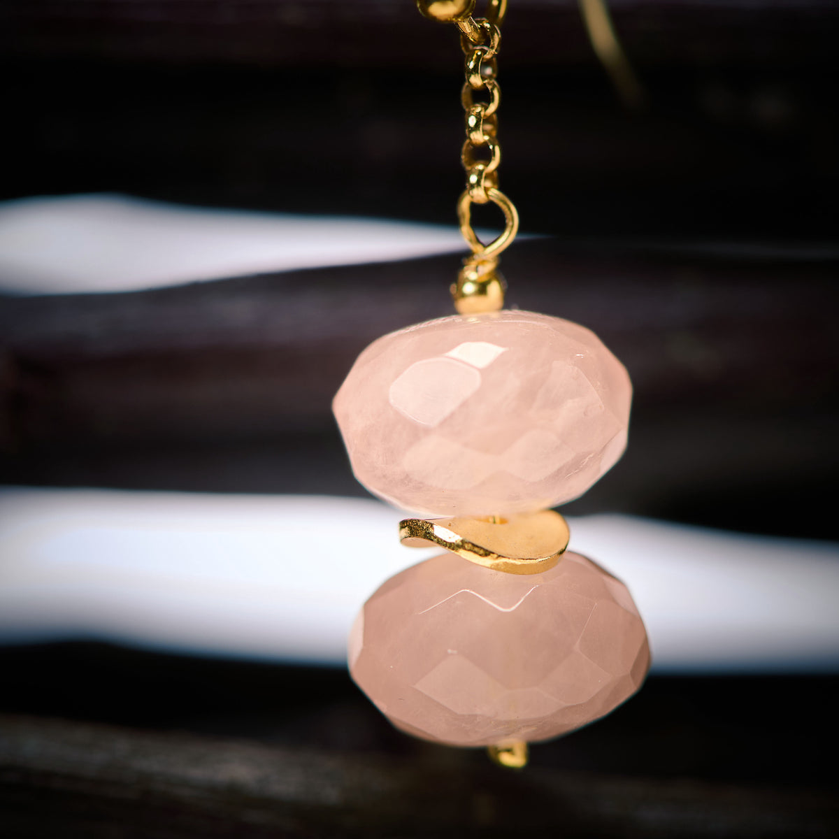 Boucles d'Oreilles en Quartz Rose