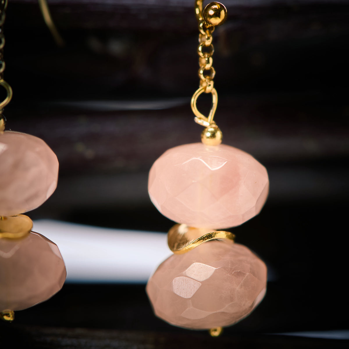 Boucles d'Oreilles en Quartz Rose
