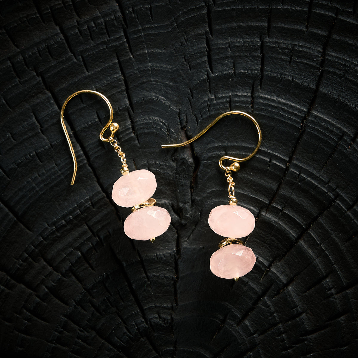 Boucles d'Oreilles en Quartz Rose