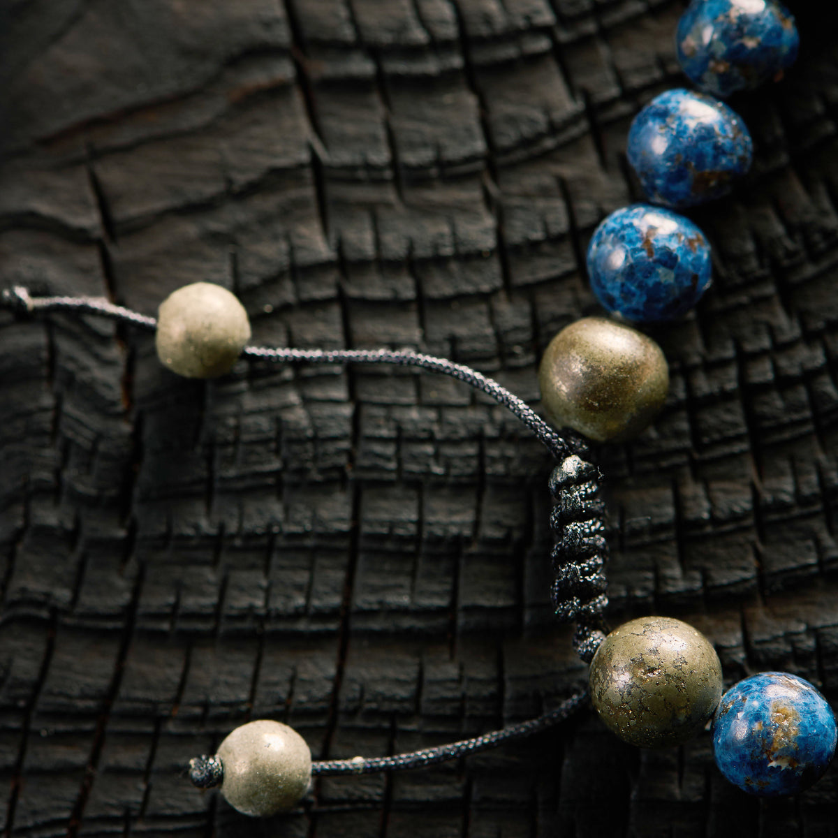 Bracelet shambala en Dumortiérite et Pyrite