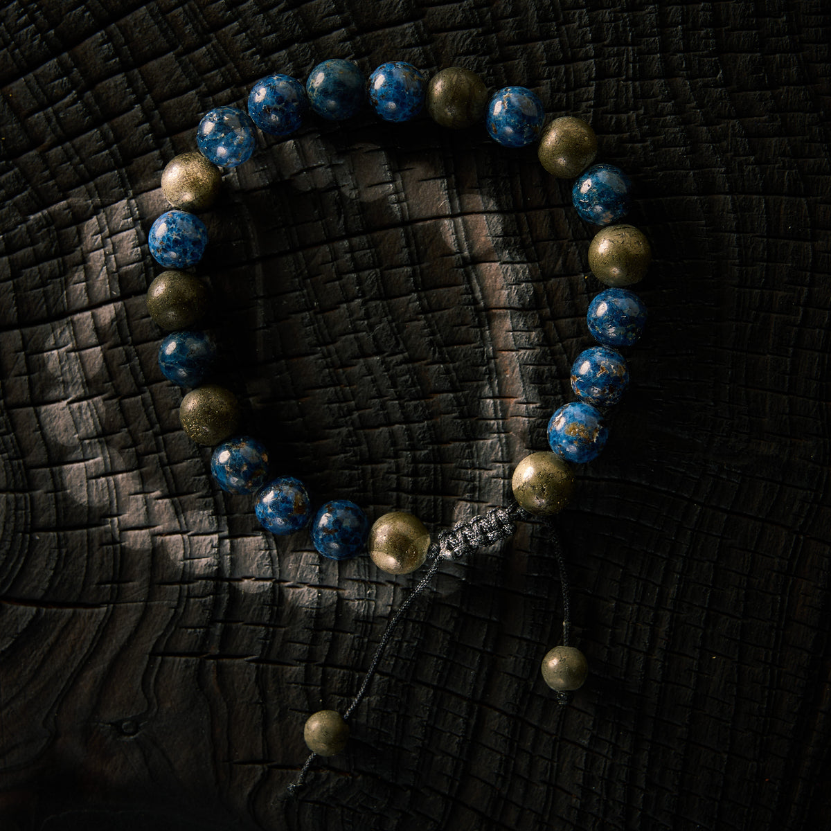 Bracelet shambala en Dumortiérite et Pyrite