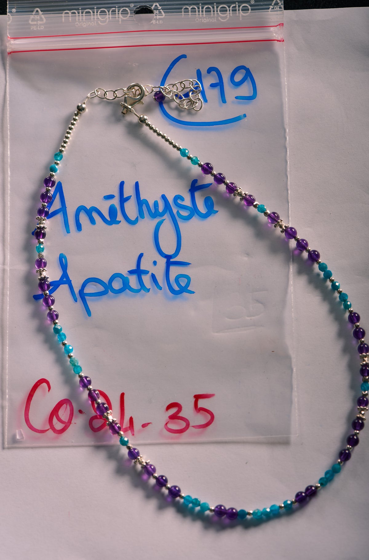 Collier en Apatite et Améthyste