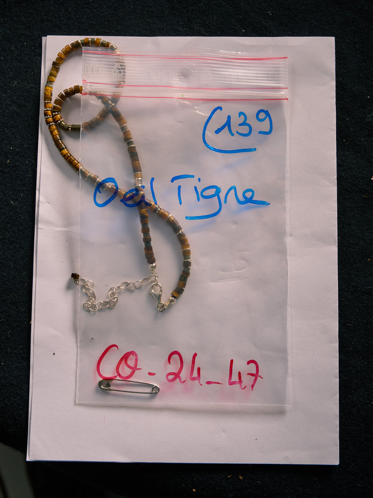 Collier en Oeil de Tigre et Pyrite