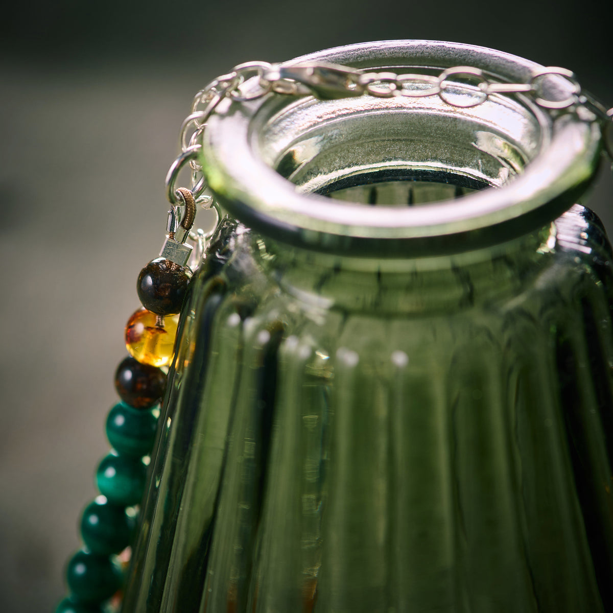 Collier en Ambre et Malachite