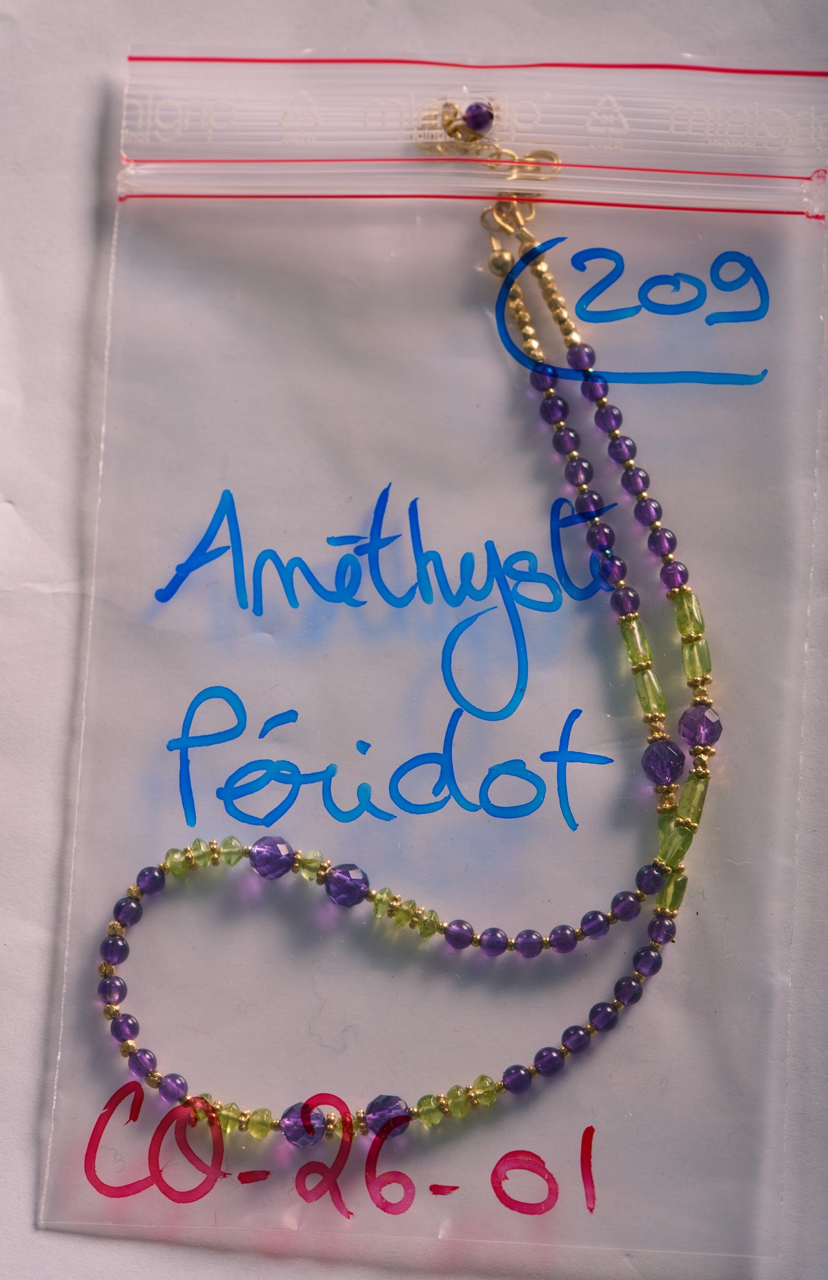 Collier en Améthyste et Péridot