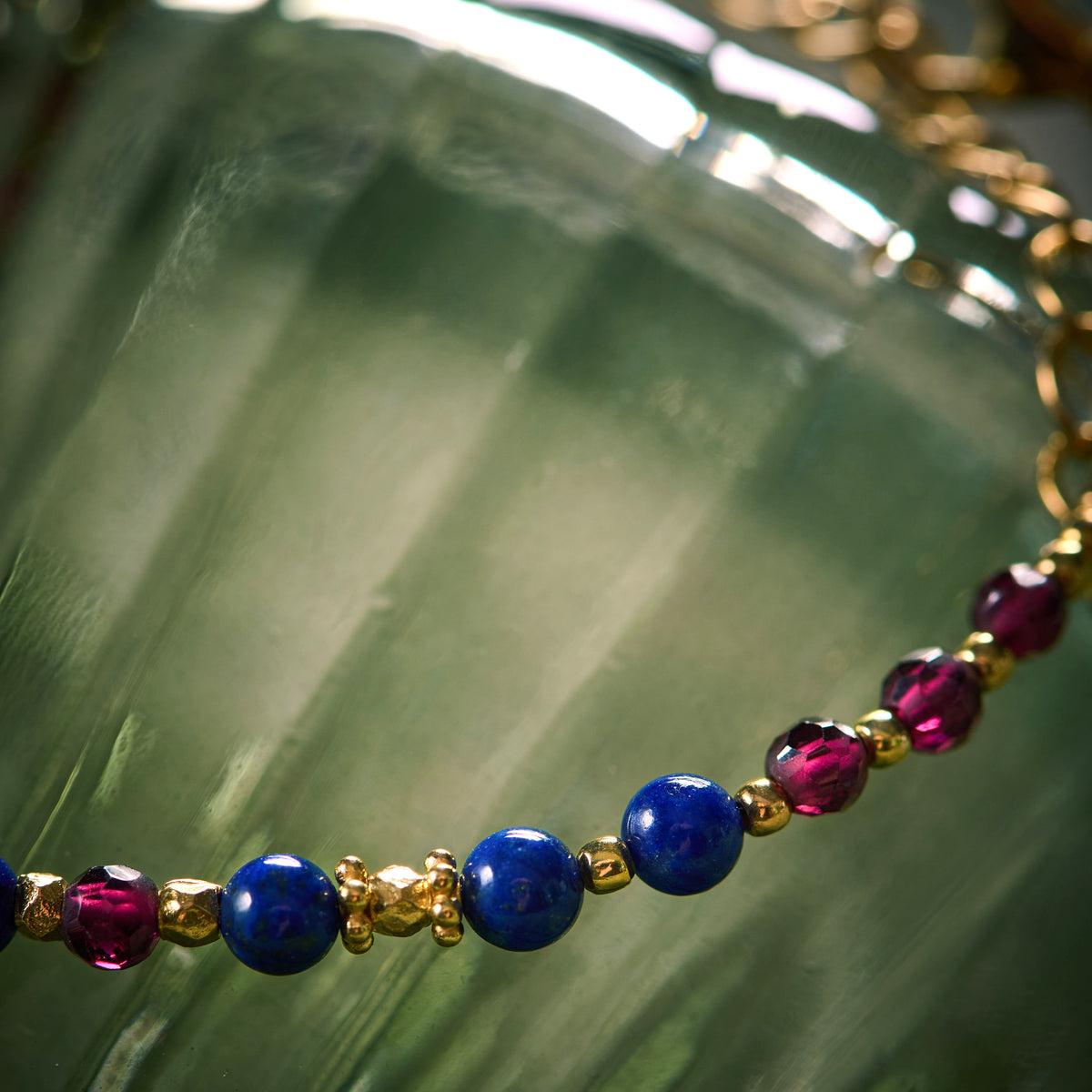 Collier en Lapis Lazuli et Grenat Rouge