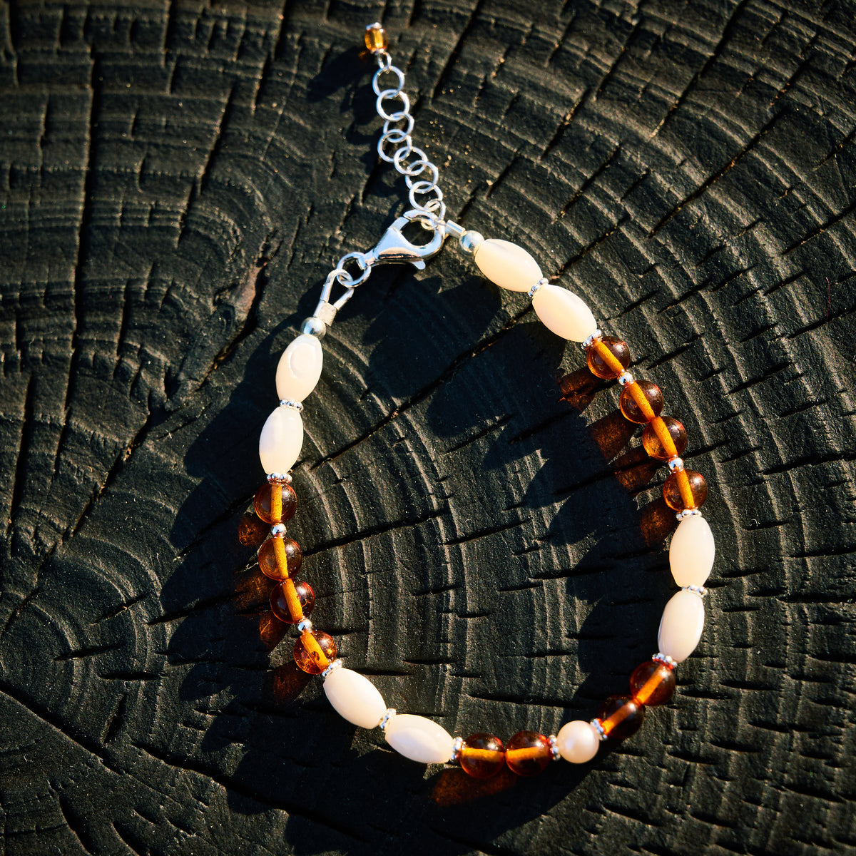 Bracelet en Ambre et Nacre