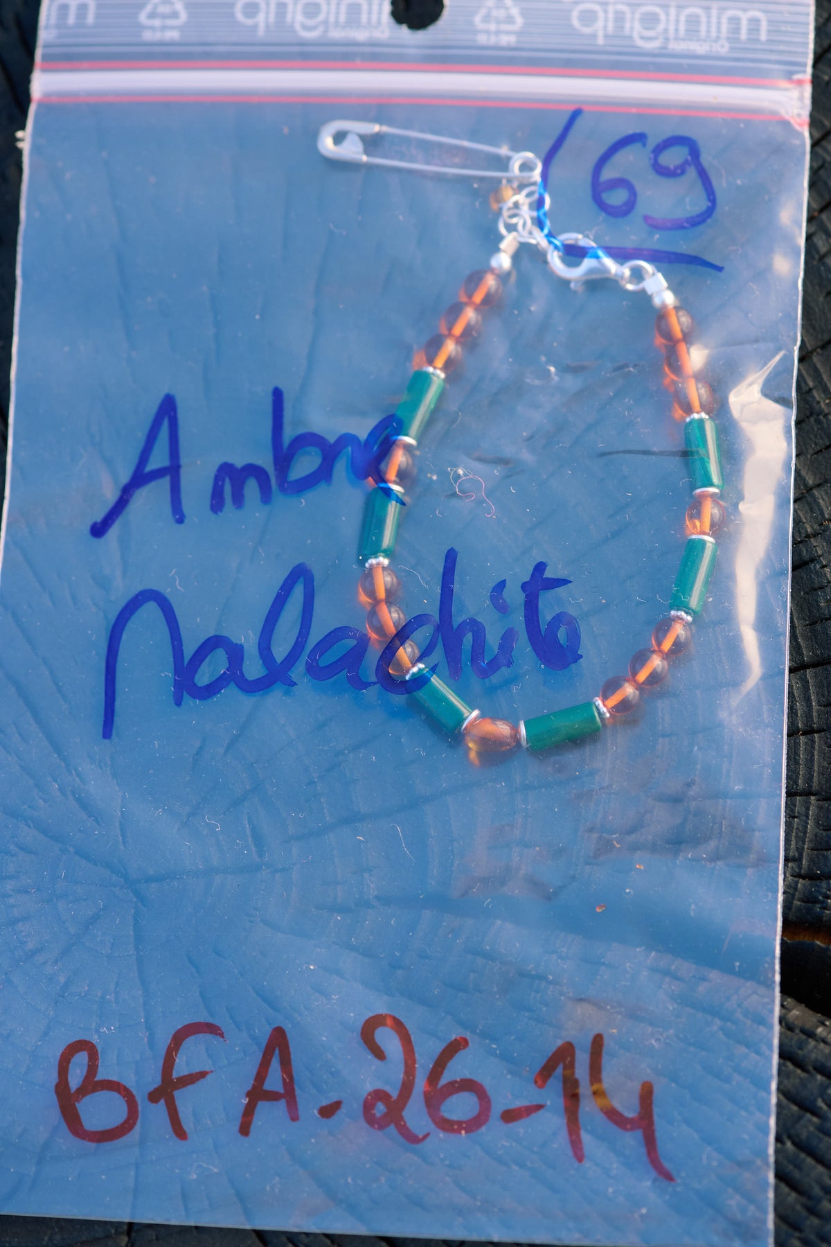 Bracelet en Ambre et Malachite